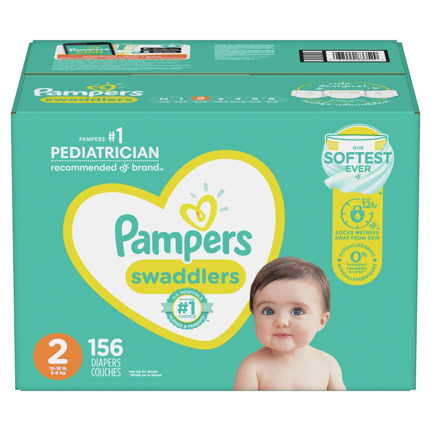 Couches Pampers Swaddlers, format super économique Pampers taille 2