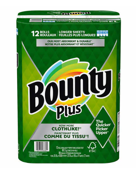 Bounty Plus - Papier essuietout 12 rouleaux X 86 feuilles