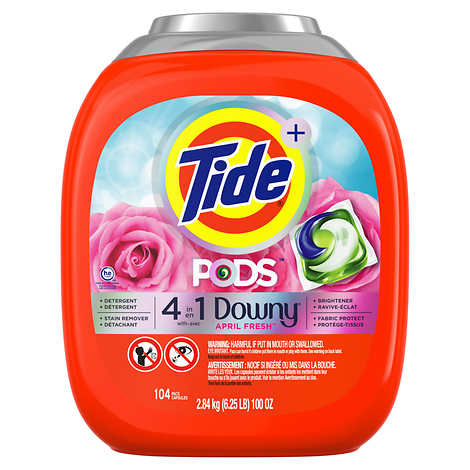 Tide Pods avec Downy - Capsules de détergent à lessive liquide, 104 capsules