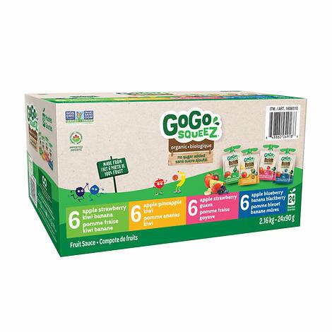 GoGo SQUEEZ - Compotes de fruits exotiques biologiques à saveurs variées, 24 × 90 g