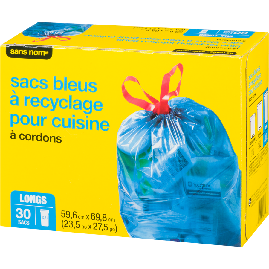 Sans nom - À Cordons Longs 42,5 L Sacs Bleus À Recyclage Pour Cuisine